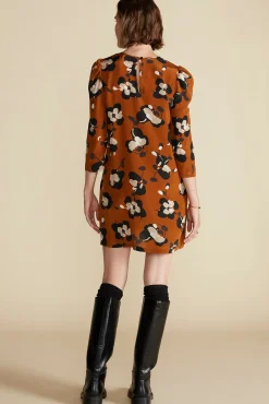Dresses^Amour Vert Darla Washable Silk Dress AlmondBrownPenseeFloralPrint