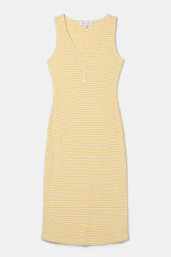 Dresses|Clearance^Amour Vert Deacon Organic Cotton Modal Rib Dress CannesStripeNaturalSoleilYellow
