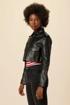 Clearance^Amour Vert Deadwood Bella Cropped Leather Jacket Black