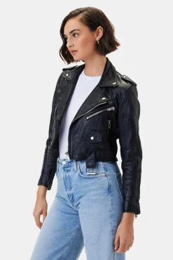 Jackets & Outerwear^Amour Vert Deadwood Joan Leather Biker Jacket Black