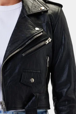 Jackets & Outerwear^Amour Vert Deadwood Joan Leather Biker Jacket Black