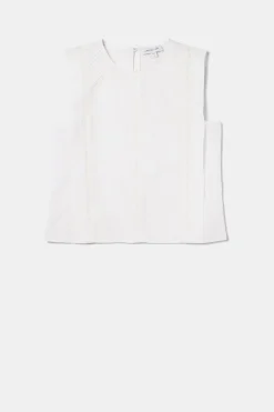 Tops|Clearance^Amour Vert Detailed Cotton Linen Tank Top White