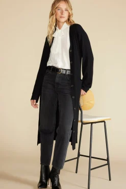 Sweaters & Cardigans^Amour Vert Dion Long V Neck Cardigan LicoriceBlack