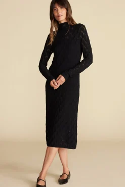 Dresses^Amour Vert Dore Diamond Pointelle Midi Dress Black