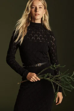 Dresses^Amour Vert Dore Diamond Pointelle Midi Dress Black
