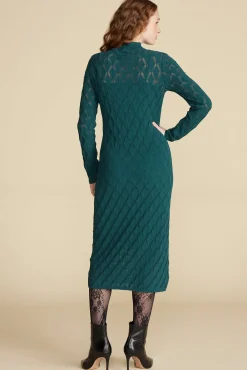 Dresses^Amour Vert Dore Diamond Pointelle Midi Dress ForestGreen