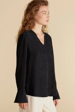 Blouses & Shirts|Tops^Amour Vert Dree Cupro V Neck Blouse Black