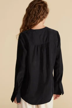 Blouses & Shirts|Tops^Amour Vert Dree Cupro V Neck Blouse Black