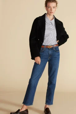 Blouses & Shirts|Tops^Amour Vert Edelie Ruffled Poplin Shirt BayeuxNavyBlueandIvoryStripe