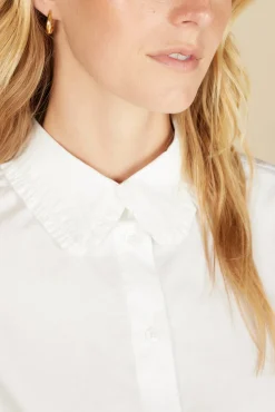 Blouses & Shirts|Tops^Amour Vert Edelie Ruffled Poplin Shirt White