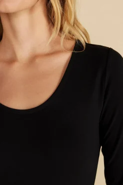 Tops|Clearance^Amour Vert Elea Bamboo Knit Bodysuit Black