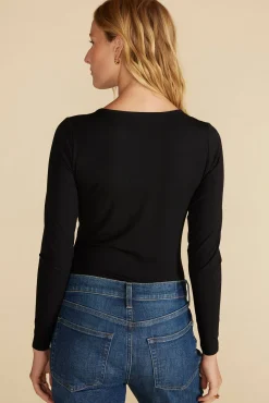 Tops|Clearance^Amour Vert Elea Bamboo Knit Bodysuit Black