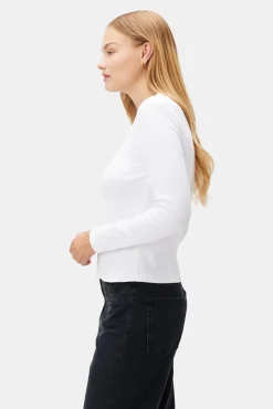 Tops|Tees^Amour Vert Eleanor Long Sleeve Baby Rib Tee White