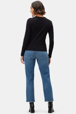 Tops|Tees^Amour Vert Eleanor Long Sleeve Baby Rib Tee Black