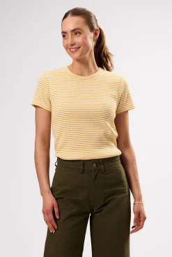 Tops|Tees^Amour Vert Eleanor Organic Cotton Modal Rib Tee CannesStripeNaturalSoleilYellow
