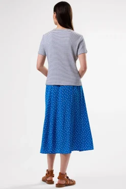 Tops|Tees^Amour Vert Eleanor Organic Cotton Modal Rib Tee CannesStripeNaturalAegeanBlue