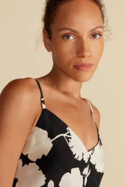 Dresses^Amour Vert Eloise Cupro Slip Dress BlackandIvoryRosePrint