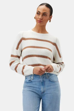 Sweaters & Cardigans|Clearance^Amour Vert Emma Striped Sweater IvoryTanGrayStripe