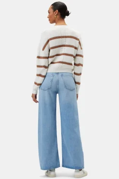 Sweaters & Cardigans|Clearance^Amour Vert Emma Striped Sweater IvoryTanGrayStripe