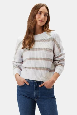 Sweaters & Cardigans|Clearance^Amour Vert Emma Striped Sweater IvoryGreenTanStripe