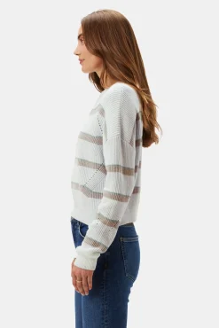 Sweaters & Cardigans|Clearance^Amour Vert Emma Striped Sweater IvoryGreenTanStripe