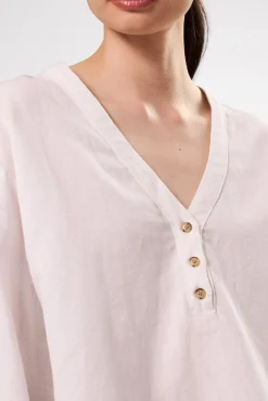 Tops|Clearance^Amour Vert Esme Cotton Linen Blouse White