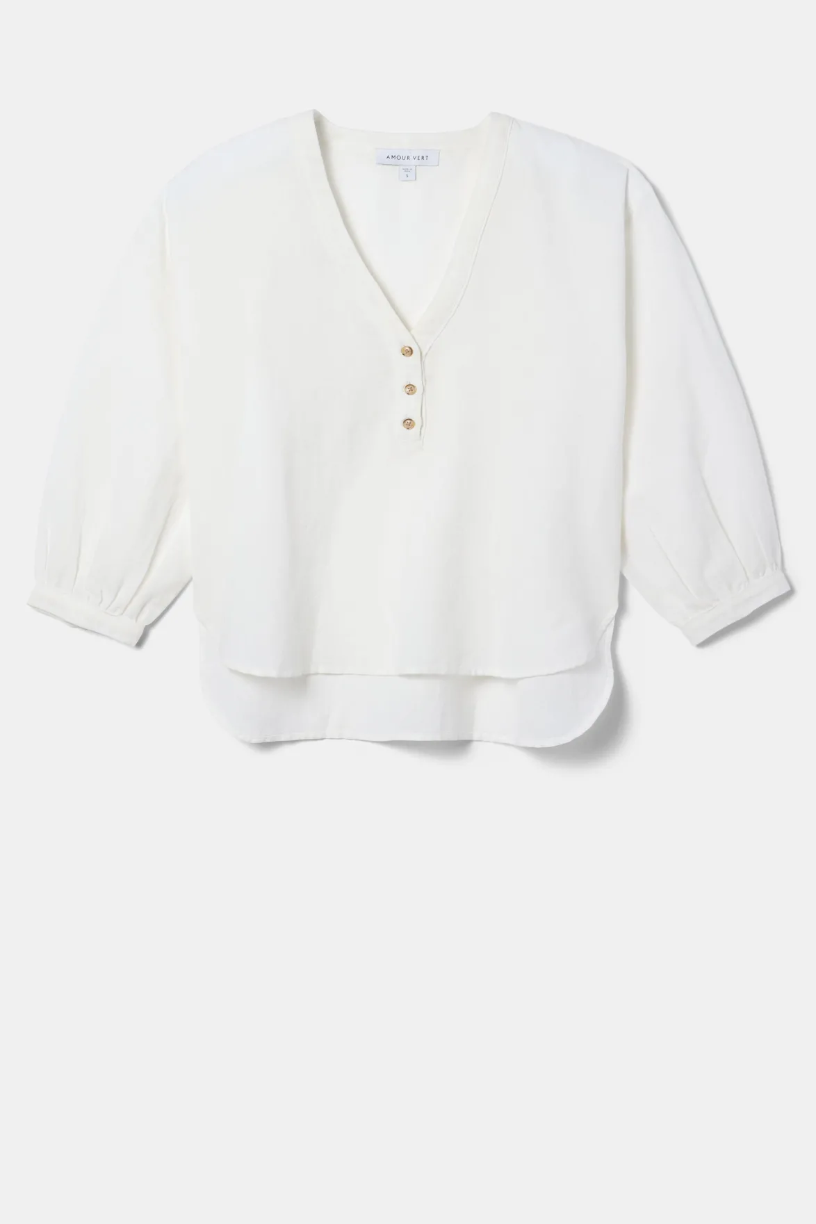 Tops|Clearance^Amour Vert Esme Cotton Linen Blouse White