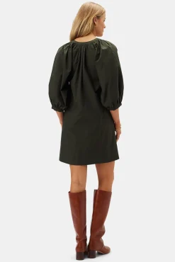 Dresses|Clearance^Amour Vert Esther Organic Cotton Poplin Dress OliveGreen