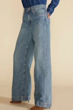 Pants|Denim^Amour Vert ETICA Devon Wide Leg Jean MoonbayMediumBlue