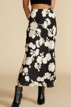 Skirts^Amour Vert Eve Cupro Slip Skirt BlackandIvoryRosePrint
