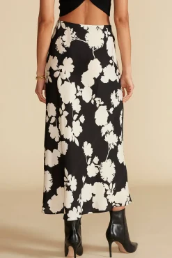 Skirts^Amour Vert Eve Cupro Slip Skirt BlackandIvoryRosePrint