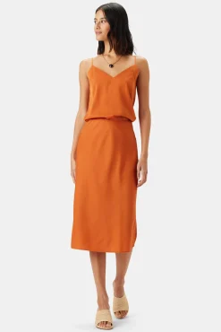 Skirts|Clearance^Amour Vert Eve Stretch Silk Skirt SunsetOrange