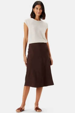 Skirts|Clearance^Amour Vert Eve Stretch Silk Skirt Espresso
