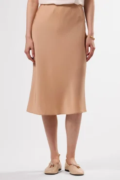 Skirts|Clearance^Amour Vert Eve Stretch Silk Skirt Biscotti