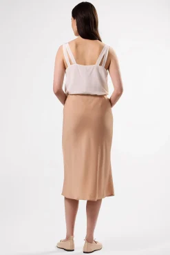 Skirts|Clearance^Amour Vert Eve Stretch Silk Skirt Biscotti