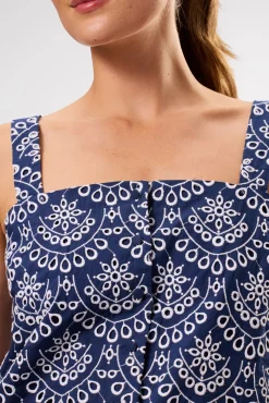 Tops|Clearance^Amour Vert Eyelet Organic Cotton Tank RivieraEyeletIndigo