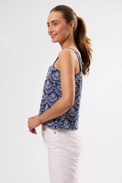 Tops|Clearance^Amour Vert Eyelet Organic Cotton Tank RivieraEyeletIndigo