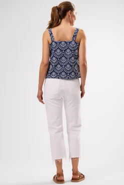 Tops|Clearance^Amour Vert Eyelet Organic Cotton Tank RivieraEyeletIndigo