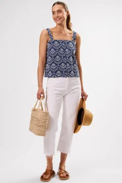 Tops|Clearance^Amour Vert Eyelet Organic Cotton Tank RivieraEyeletIndigo