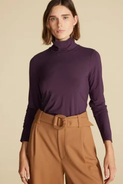 Tops|Clearance^Amour Vert Flannery Bamboo Knit Turtleneck PurpleFig