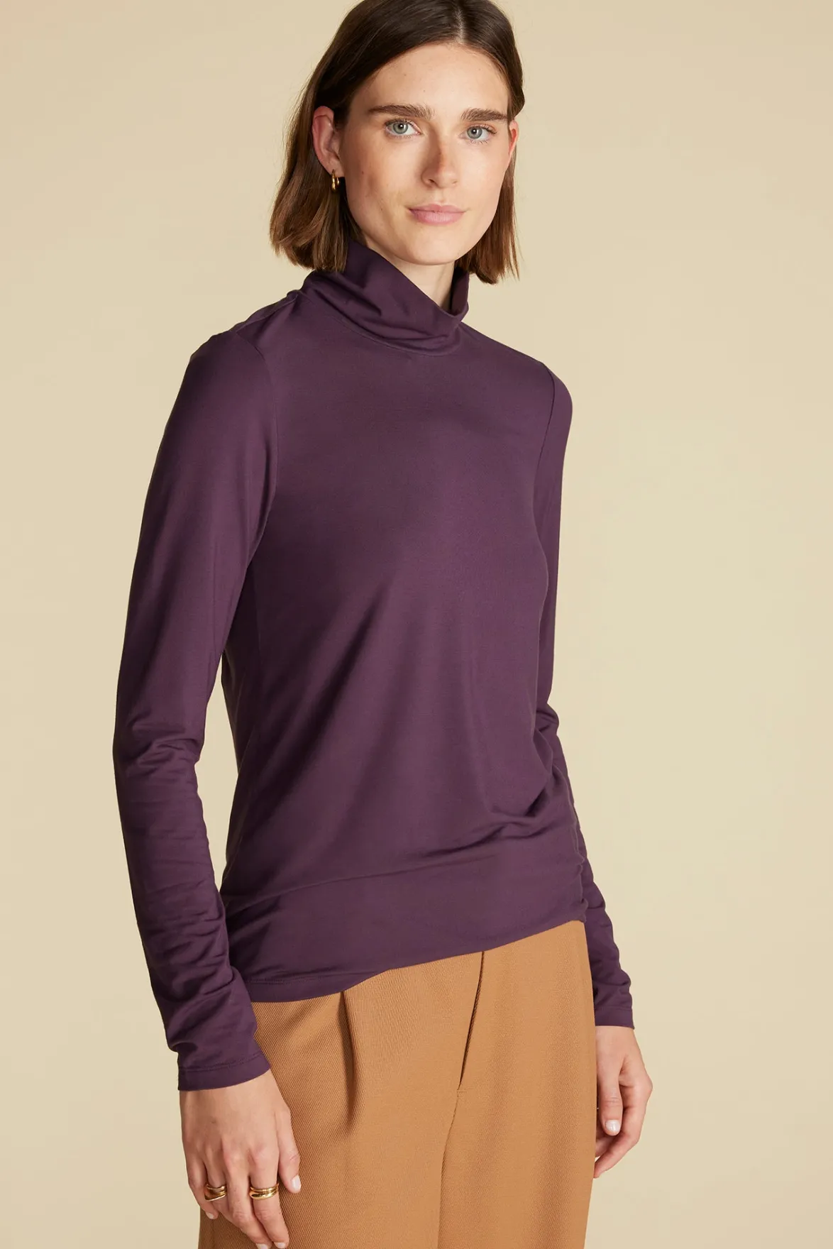 Tops|Clearance^Amour Vert Flannery Bamboo Knit Turtleneck PurpleFig