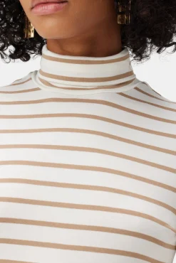 Tops|Clearance^Amour Vert Flannery Modal Turtle Neck IvoryCamelStripe