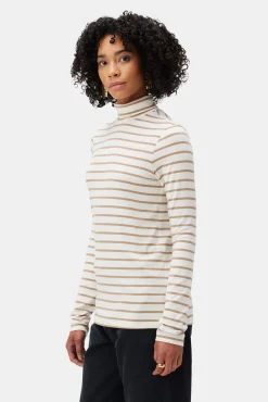 Tops|Clearance^Amour Vert Flannery Modal Turtle Neck IvoryCamelStripe