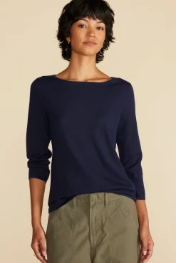 Sweaters & Cardigans^Amour Vert Fran Boatneck Cashmere Sweater NavyBlue