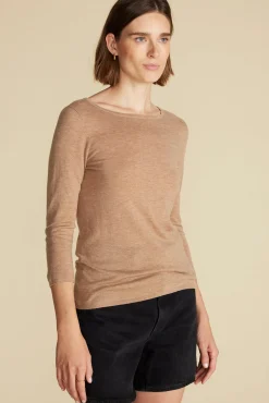 Sweaters & Cardigans^Amour Vert Fran Boatneck Cashmere Sweater CafeAuLaitBeige