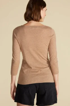 Sweaters & Cardigans^Amour Vert Fran Boatneck Cashmere Sweater CafeAuLaitBeige