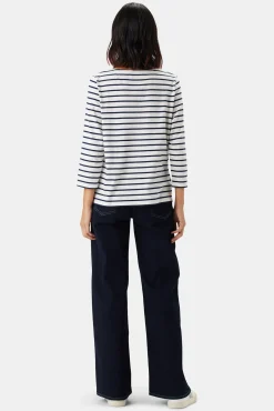 Tops|Tees^Amour Vert Francoise Organic Cotton Tee IvoryNavyBlueStripe