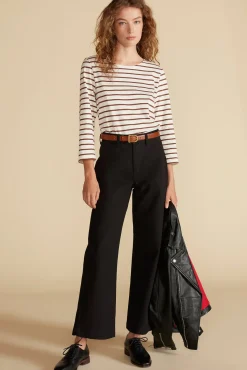 Tops|Tees^Amour Vert Francoise Organic Cotton Tee IvoryandEspressoBrownStripe