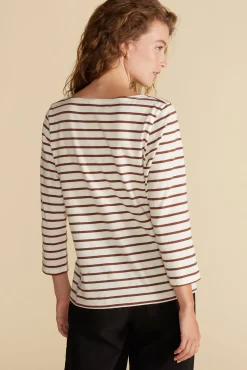 Tops|Tees^Amour Vert Francoise Organic Cotton Tee IvoryandEspressoBrownStripe