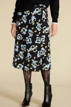 Skirts|Clearance^Amour Vert Gabrielle Washable Silk Skirt BlackPenseeFloralPrint